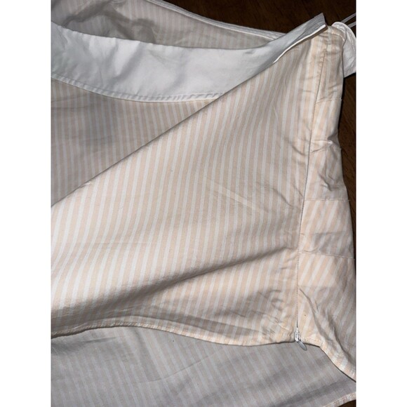 Express One Shoulder Stripe Poplin Shirt Peach White Pleated Long Sleeve NWT XL - Picture 6 of 12